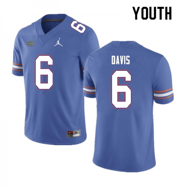 Youth #6 Shawn Davis Florida Gators College Football Jerseys Blue